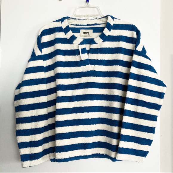 Madewell Striped Terrycloth Split Crewneck Pullover Sweater - Picture 5 of 9